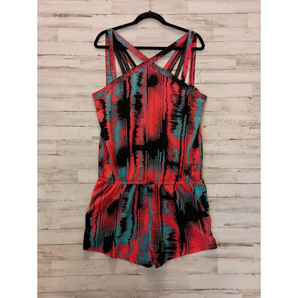 Fabletics Liza Heat Wave Strappy Romper Size Large Colorful Vacation Athleisure